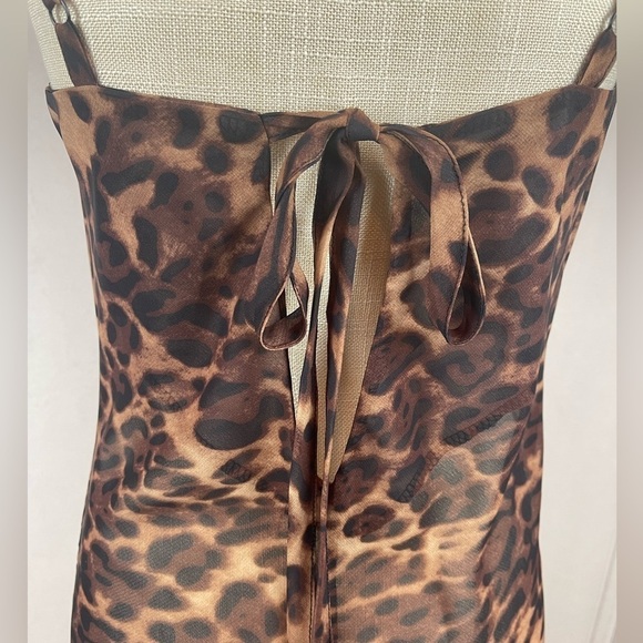 Classy  Leopard Sheer Sleeveless Cocktail Party Maxi Dress - Picture 6 of 8